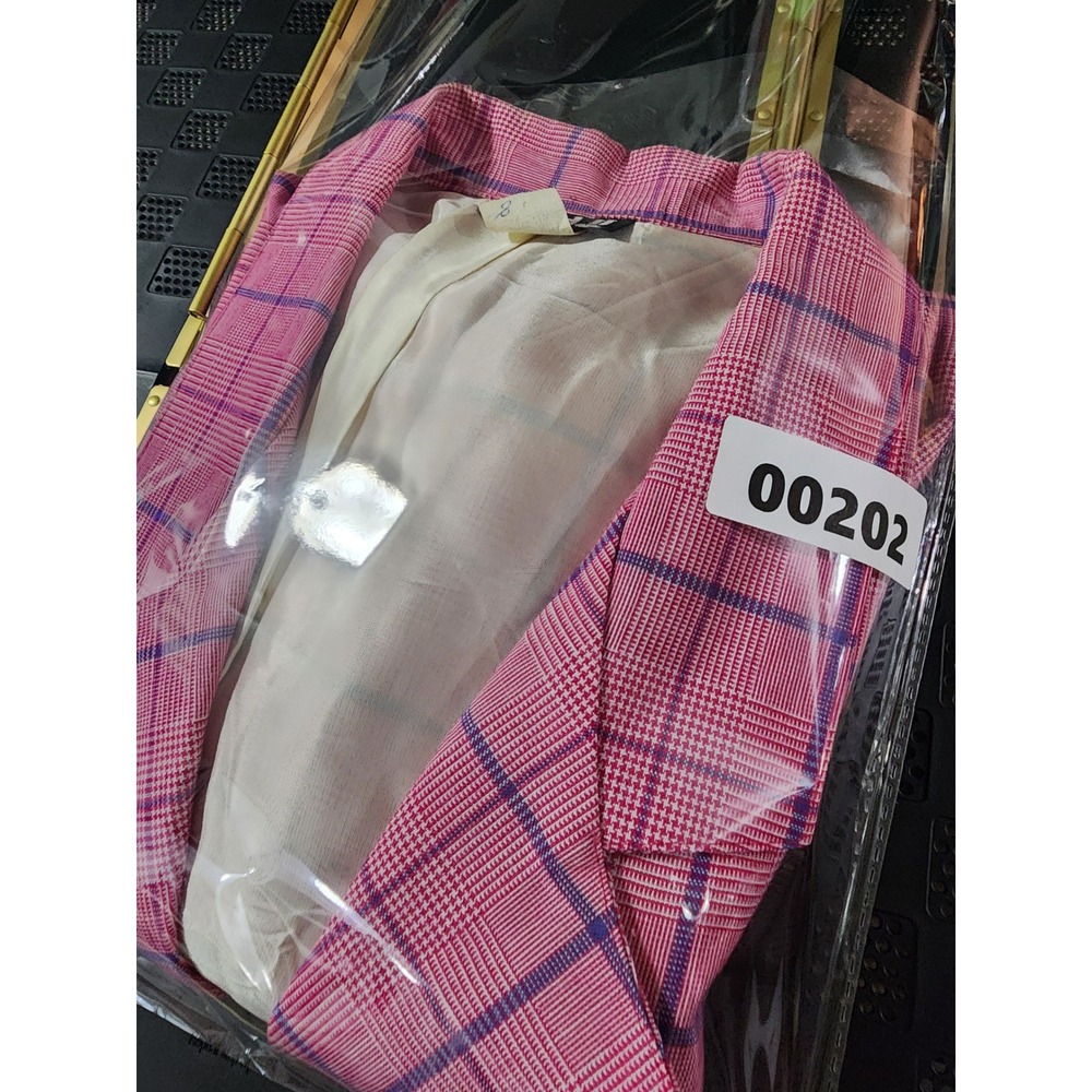 Vintage Chad II Mens Pink Purple Plaid Blazer Jacket Made in USA Size L 3125 - Picture 9 of 9